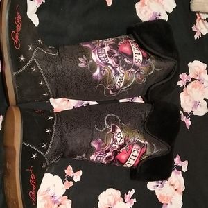 Ed Hardy boots.